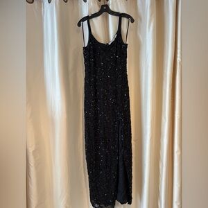 Vintage “Niteline Della Roufogali” Elegant Black Beaded Formal Gown Sz 6